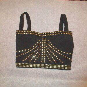 Vtg Y2K Salty Savage Bustier Crop Top Size S Rhinestones Studs Baddie Goth Punk